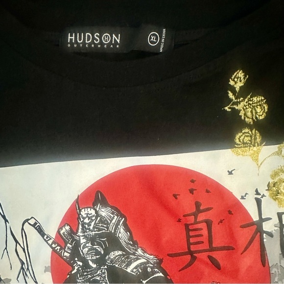 Hudson Outerwear Graphic T-Shirt Men XL Japanese Samurai Warrior 100% Cotton EUC - Picture 4 of 6